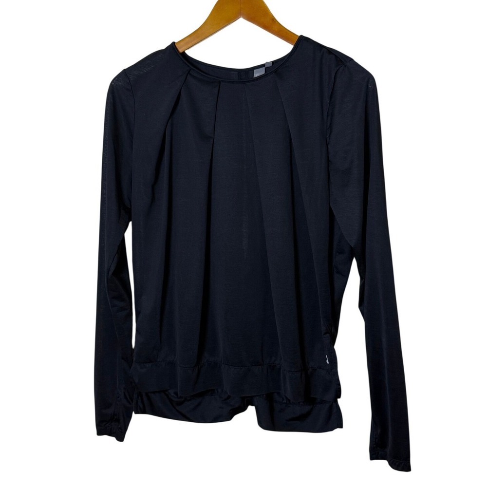 Sweaty Betty Women Top‎ M Black Pleated Open Back Long Sleeve SB4306 Athleisure